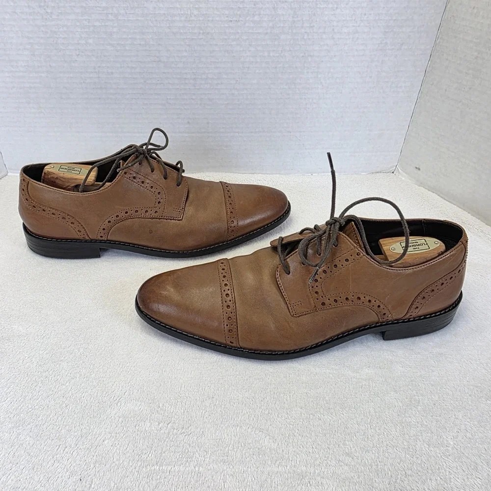 Stacy Adams Mens Brown Leather Cap Toe‎ Oxford Dress Shoes Size 9.5 M 24858